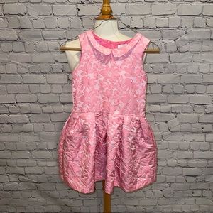 1989 Place Pink Brocade Dress w/ Peter Pan Collar